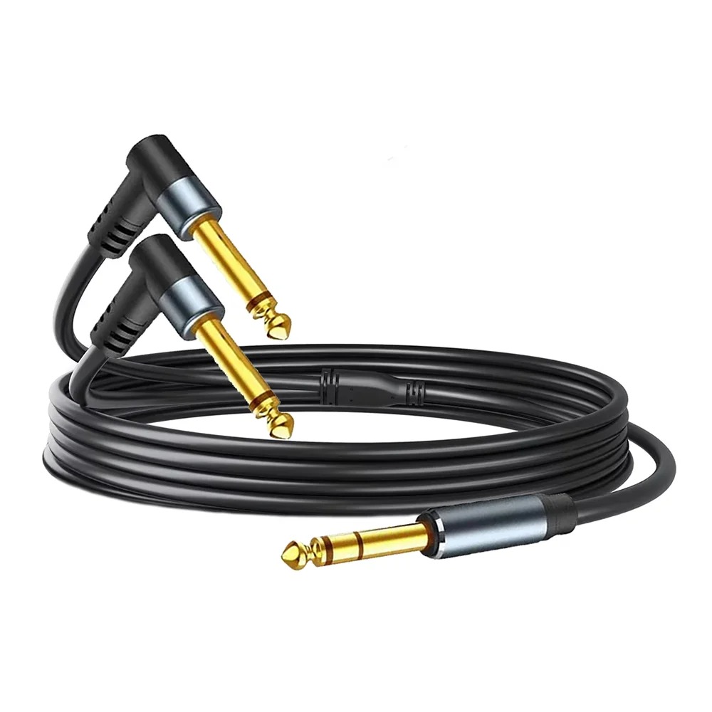 6.35mm 1/4インチ TRSオス-デュアル直角6.35 - Audio Splitter Y のレビューと価格